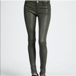 Current/Elliott Dark Green Leather Skinny Pants